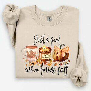 Just A Girl Who Loves Fall Sweatshirt, Fall Sweatshirt Thanksgiving Gift Coffee